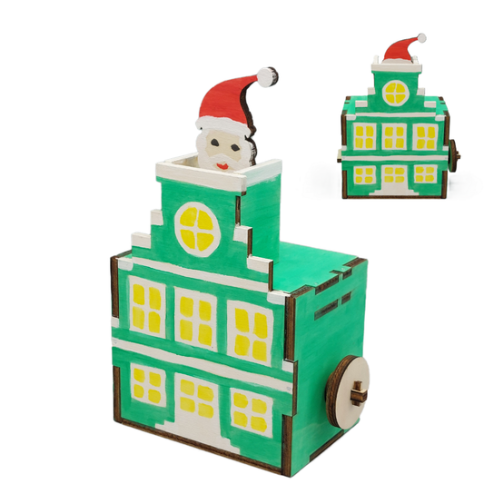 knutselen voor kinderen kerstman schoorsteen knutselpakket resultaat