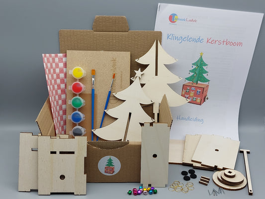 Knutselpakket voor kinderen: complete inhoud van het Klingelende Kerstboom knutselpakket