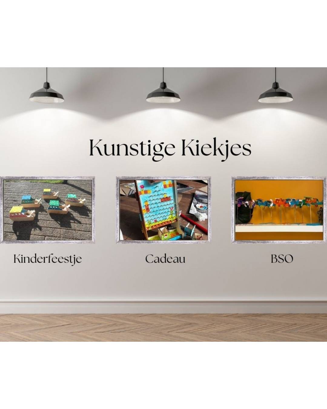 Overzicht van creatieve en technische kunstwerken gemaakt door kinderen met de STEM-knutselpakketten van TechniekLudiek – ontstaan tijdens kinderfeestjes en BSO-activiteiten.
