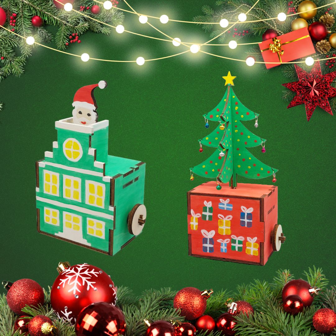 Collectie houten knutselpakketten voor Sinterklaas en Kerst voor kinderen van 4 tot 12 jaar
