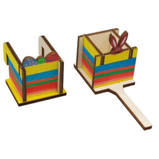 paas bakjes die horen bij het paas knutselpakket de Knikkervanger