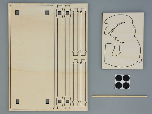 alle houten onderdelen - knutselpakket voor kleuters om makkelijk te knutselen