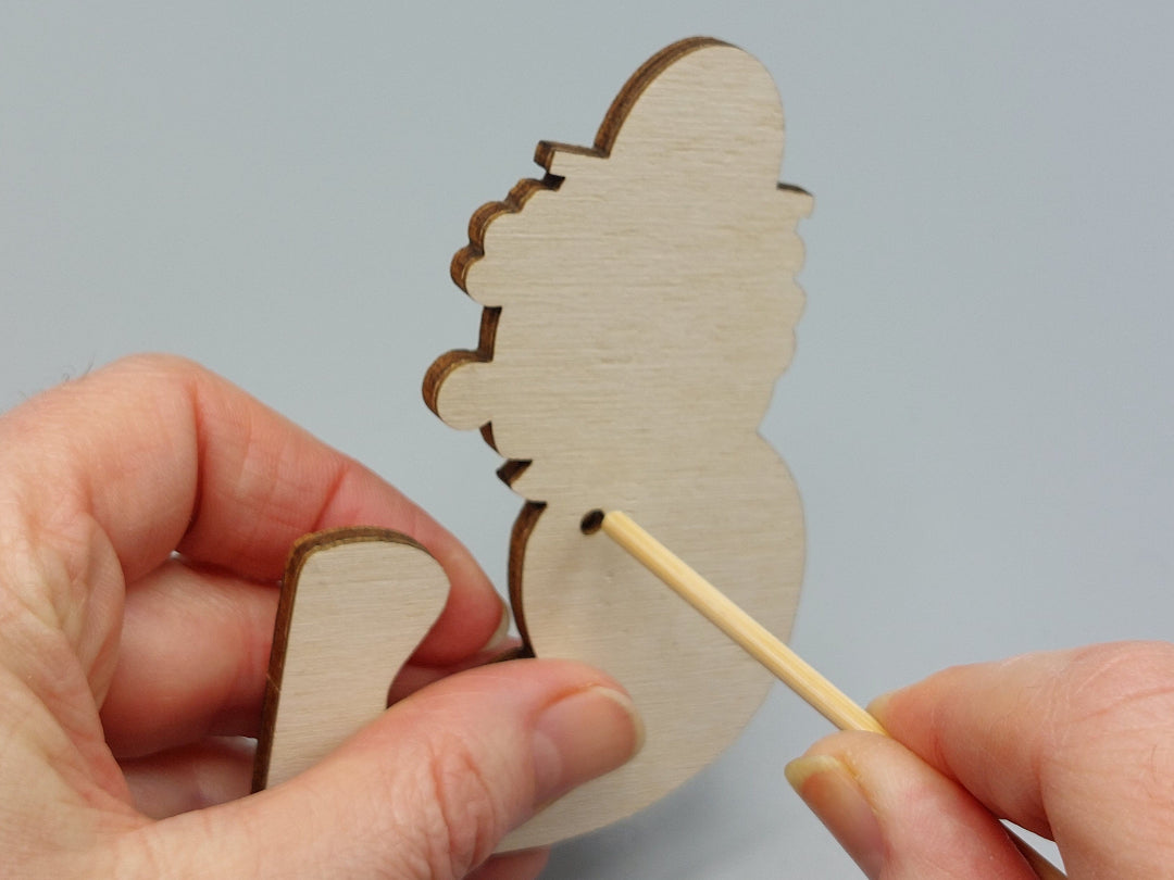 Clown figuur met stokje – koprollen maken op houten brug speelgoed