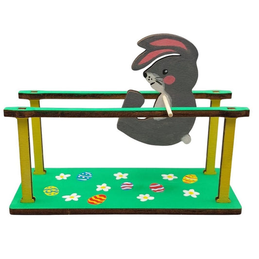 Paas Knutselpakket Hollende Haas voor kleuters (4–6 jaar) van TechniekLudiek, houten behendigheidsspel om te bouwen en mee te spelen.