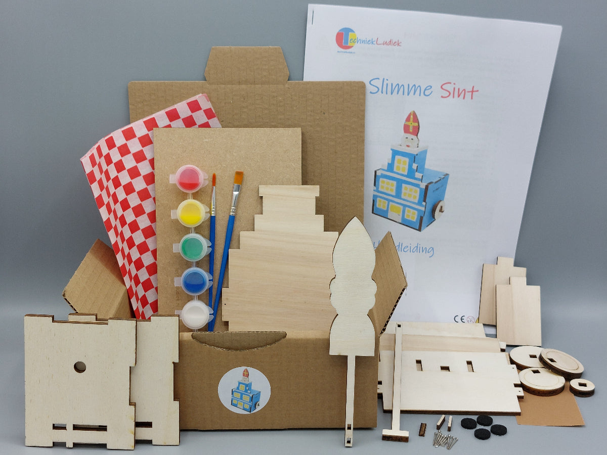 Complete knutselpakket Slimme Sint met alle onderdelen en handleiding